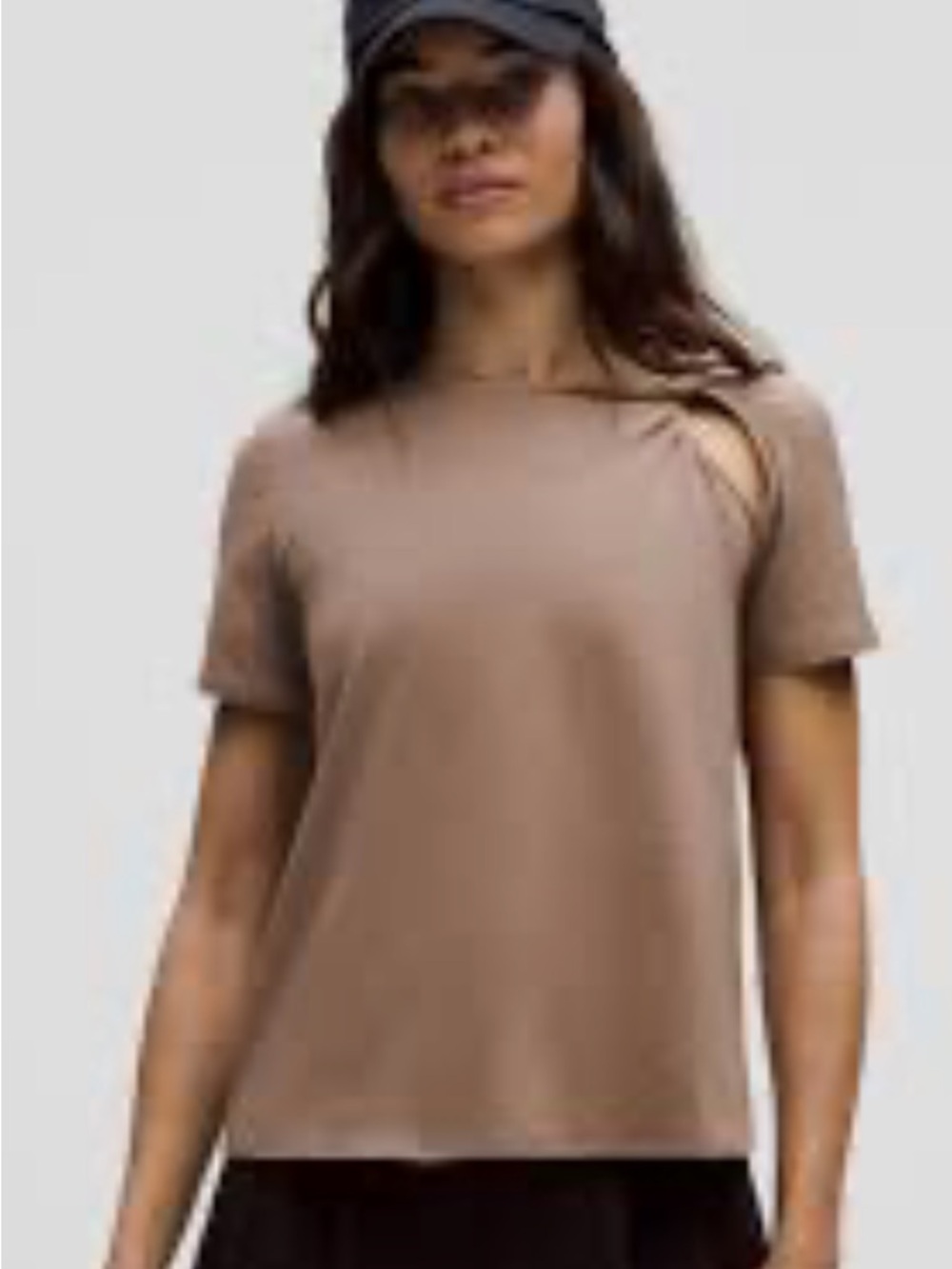 lululemon Short Sleeve Tee cotton in Taupe knotted detail on shoulder